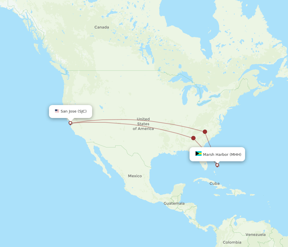 SJC-MHH flight routes