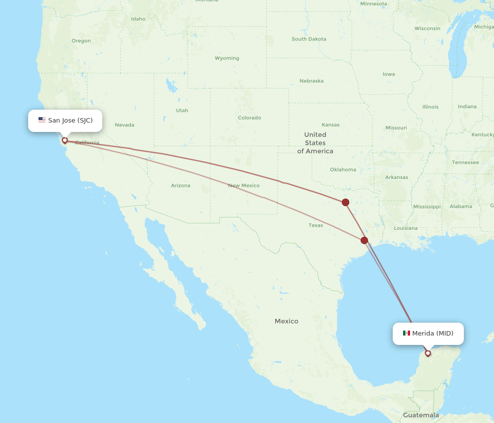 SJC-MID flight routes