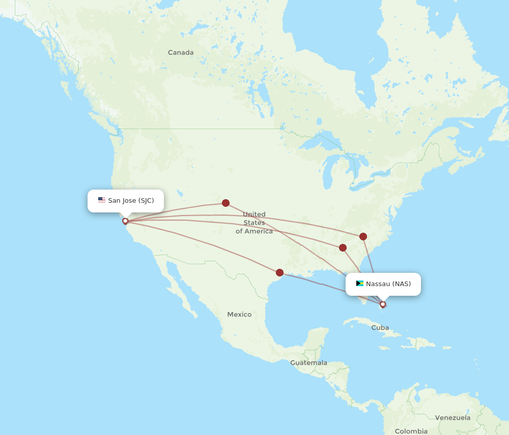 SJC-NAS flight routes