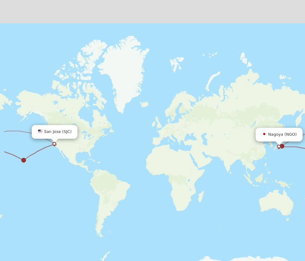 SJC to NGO flights and routes map