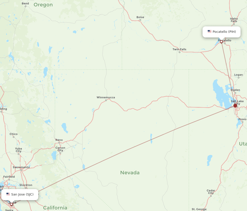 SJC-PIH flight routes