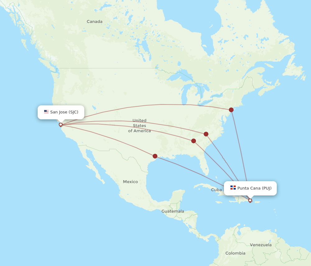 SJC-PUJ flight routes