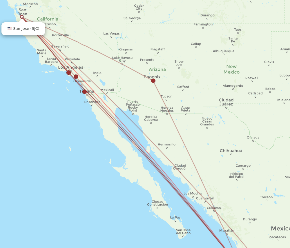 SJC to PVR flights and routes map