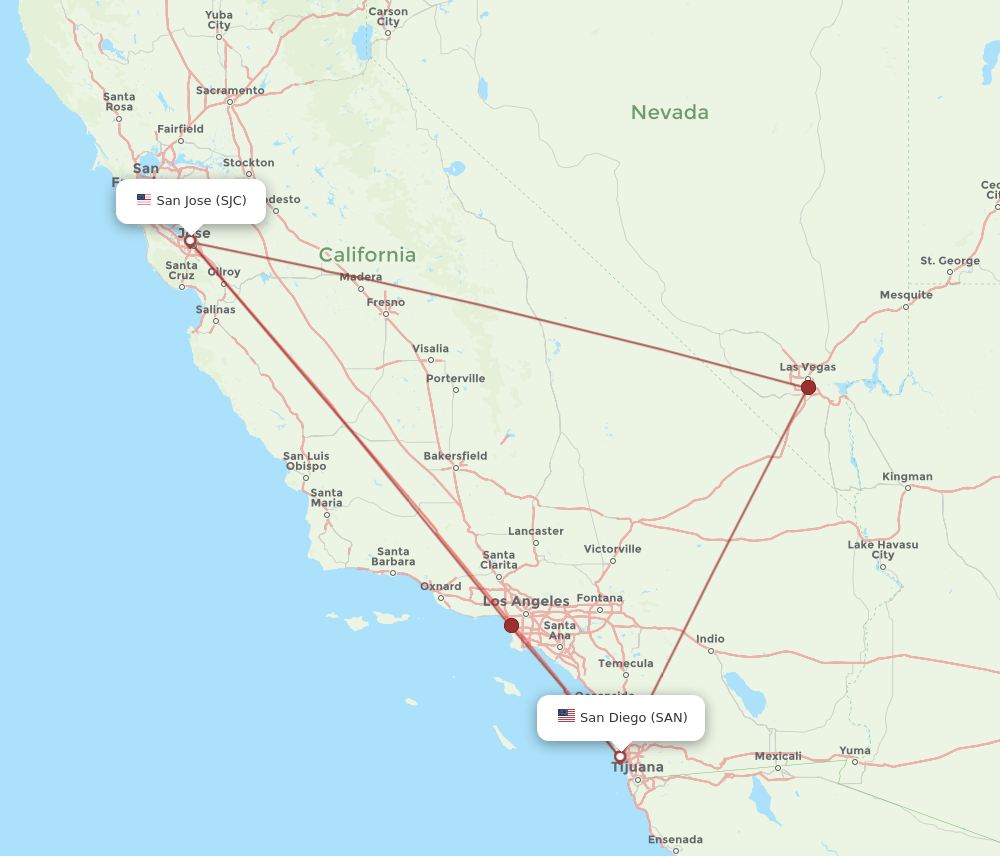 SJC-SAN flight routes