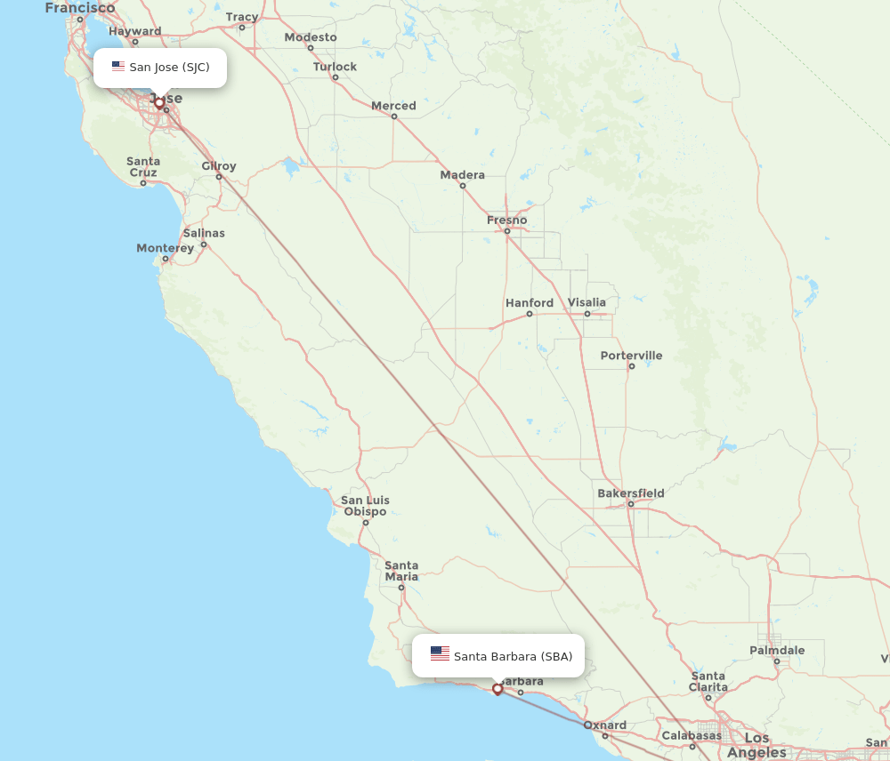 SJC-SBA flight routes