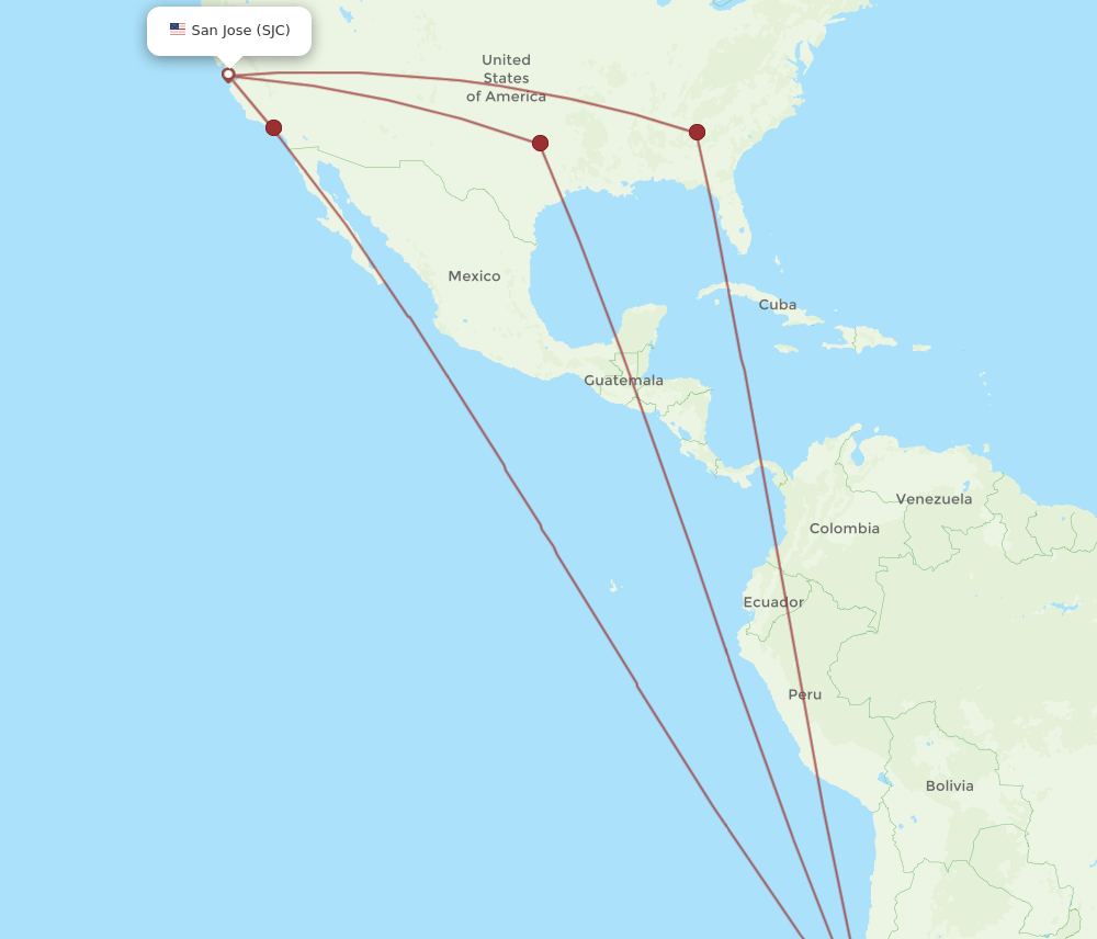 SJC-SCL flight routes