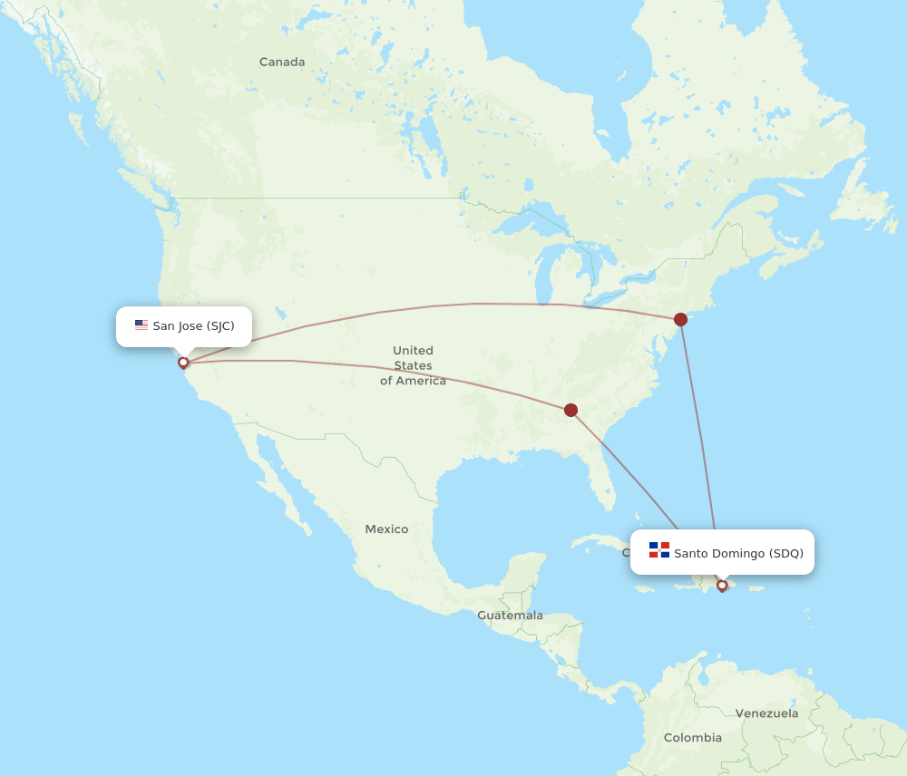 SJC-SDQ flight routes