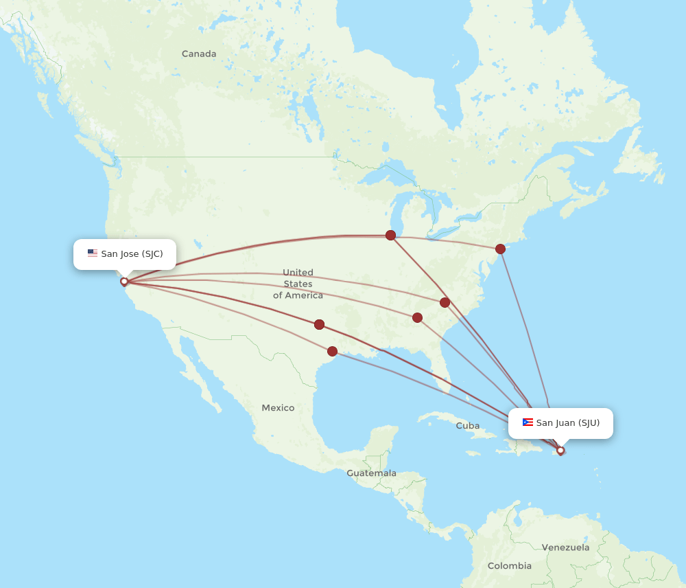 SJC-SJU flight routes