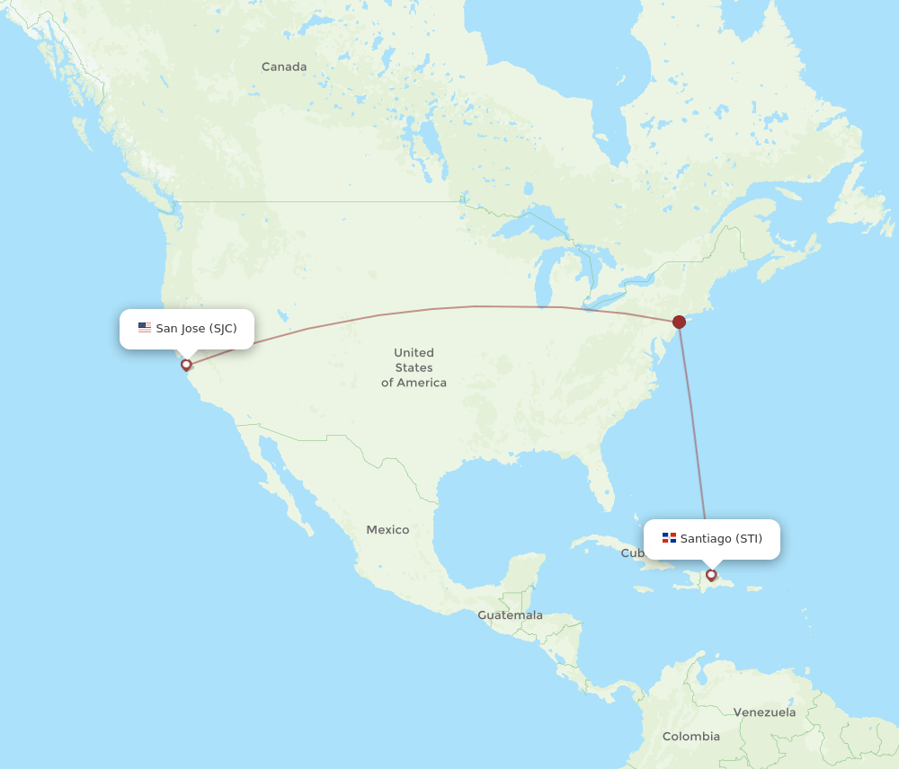 SJC-STI flight routes