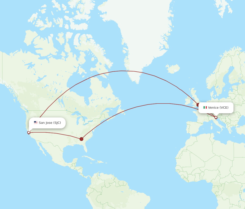 SJC-VCE flight routes