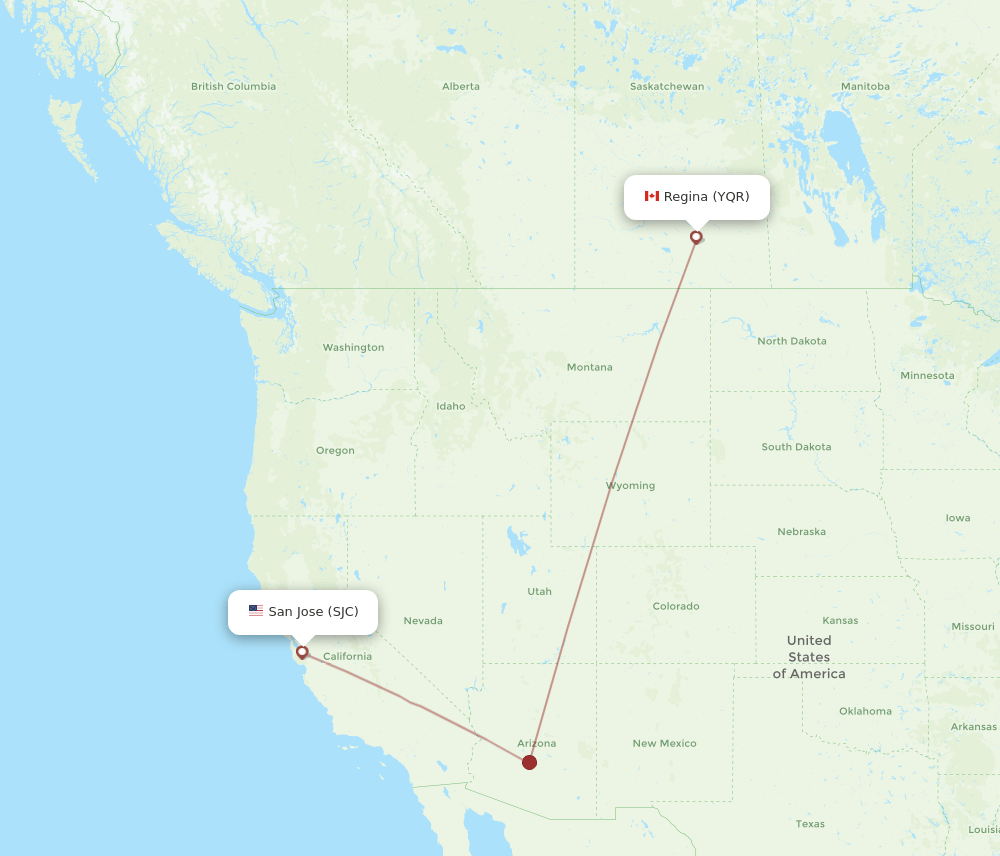 SJC-YQR flight routes