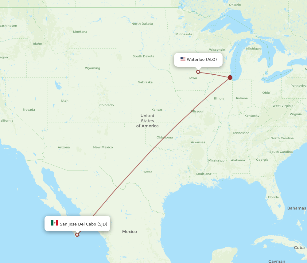 SJD to ALO flights and routes map