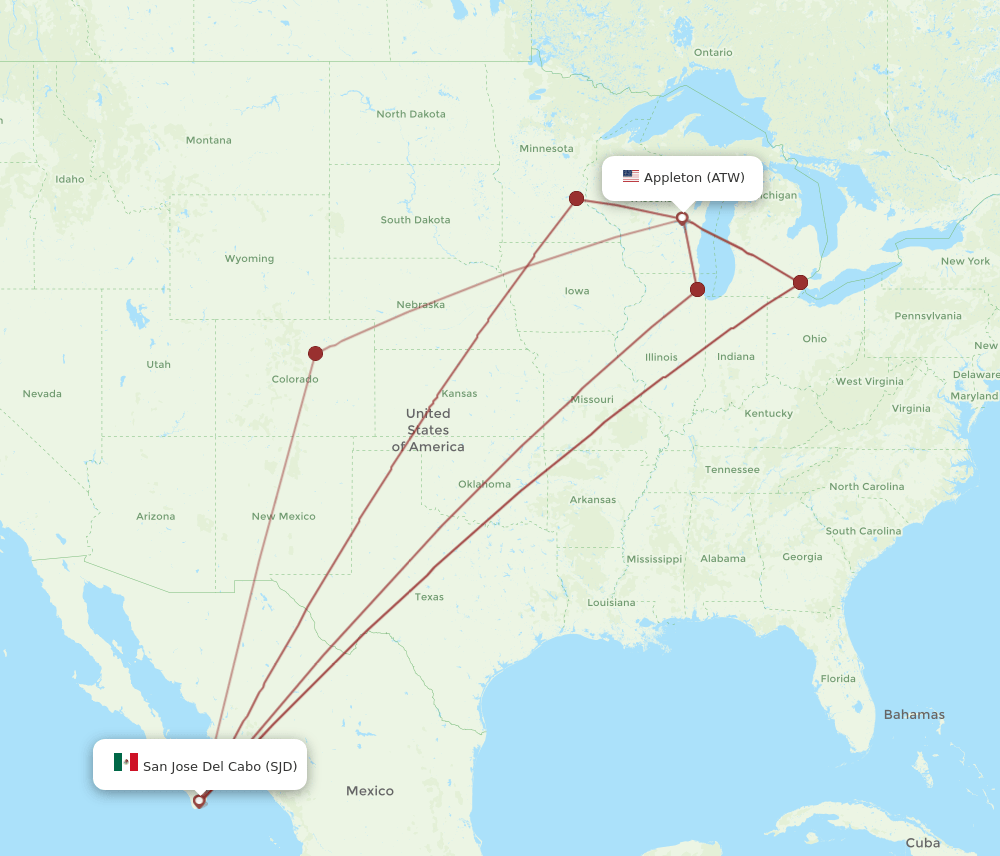 SJD-ATW flight routes