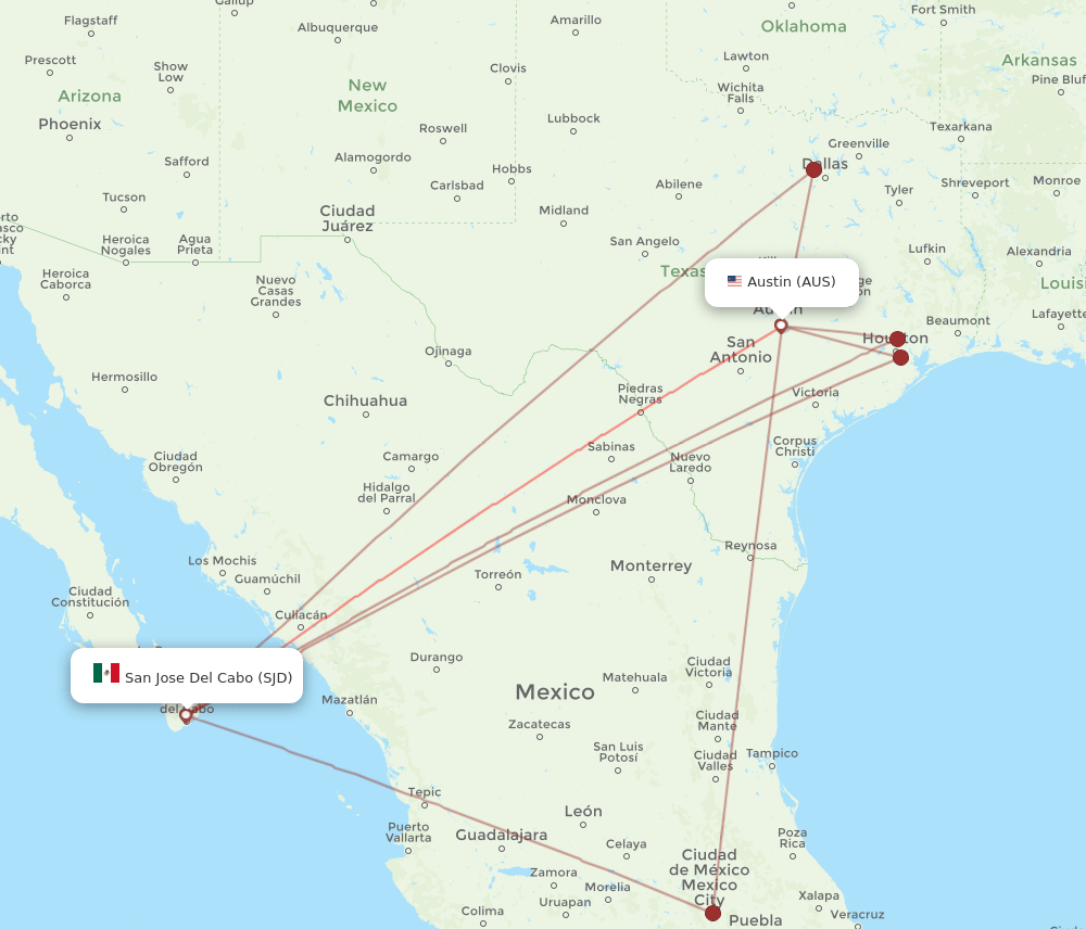SJD-AUS flight routes