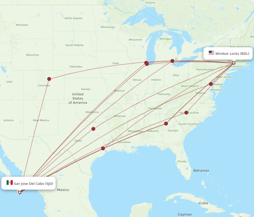 SJD-BDL flight routes