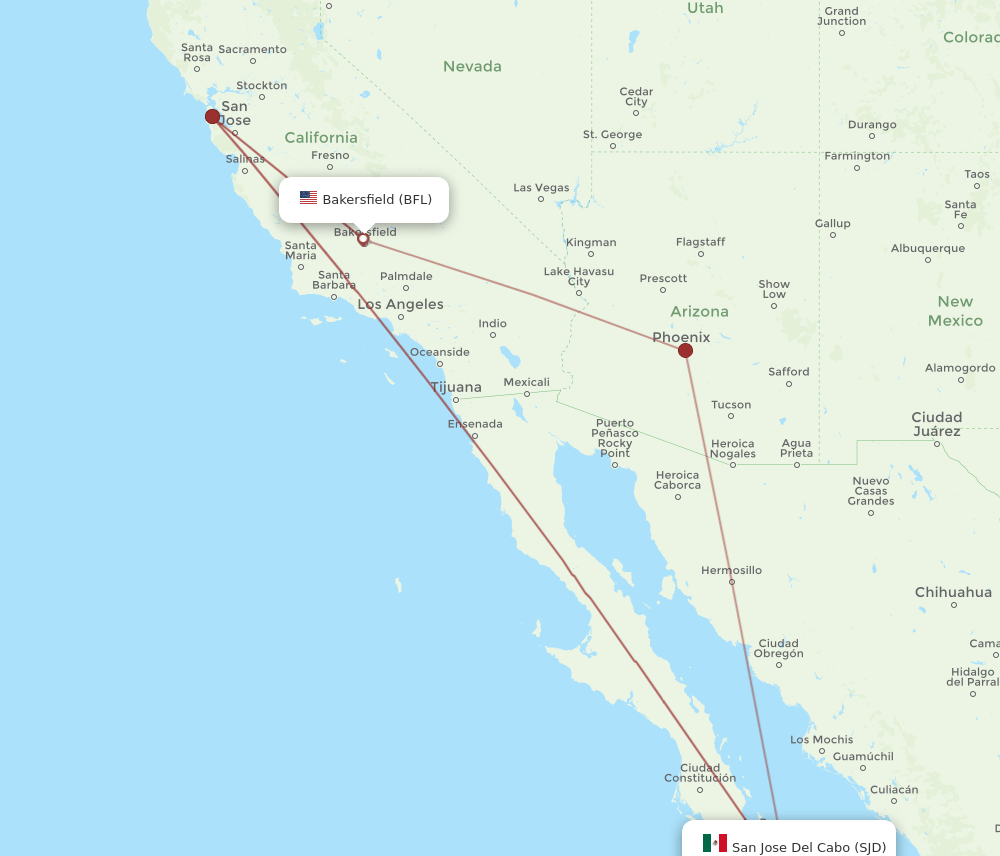 SJD-BFL flight routes