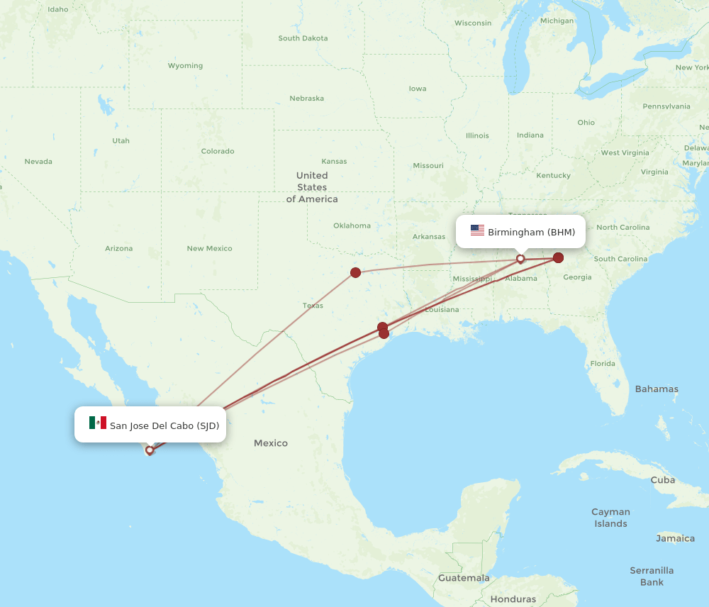SJD-BHM flight routes
