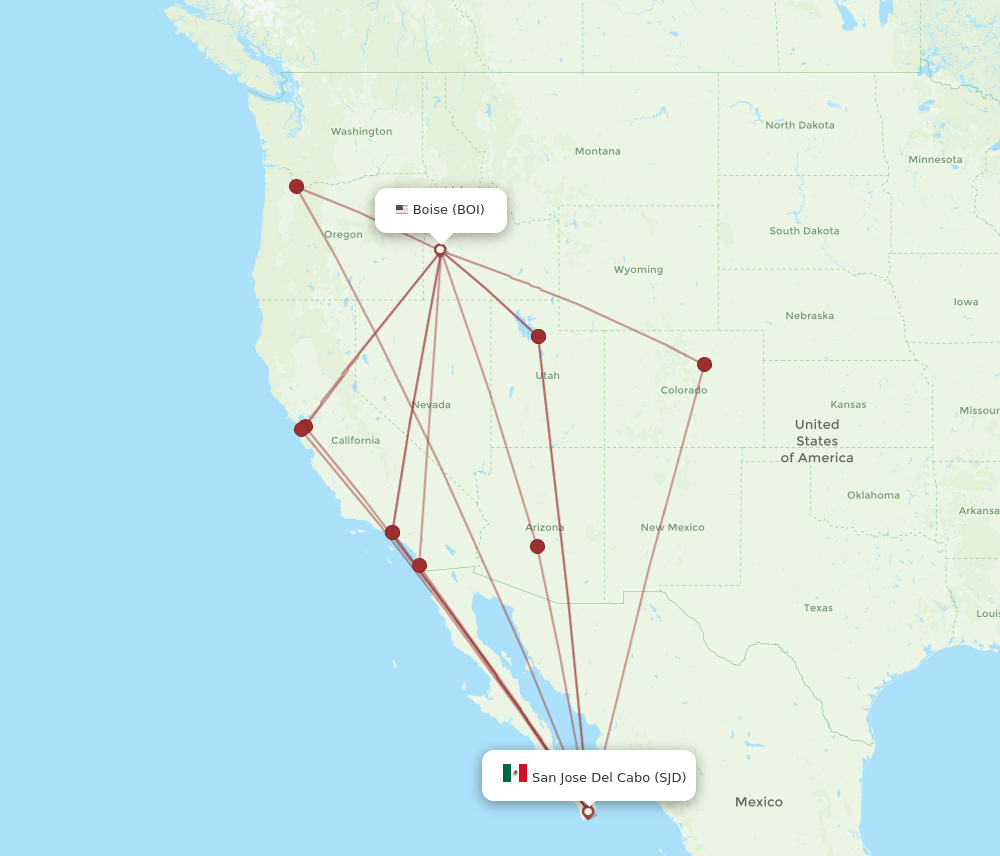 SJD to BOI flights and routes map