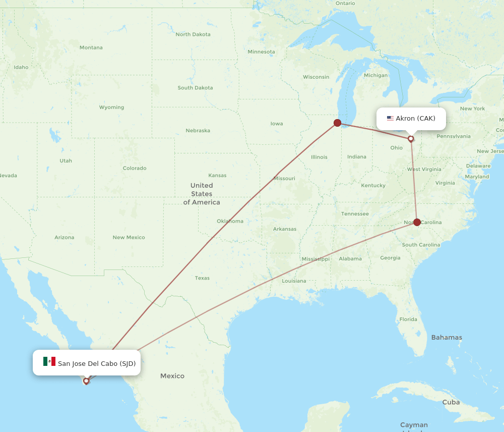 SJD-CAK flight routes