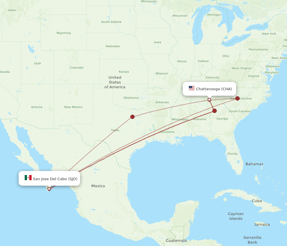 SJD-CHA flight routes