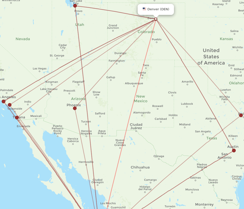 SJD to DEN flights and routes map