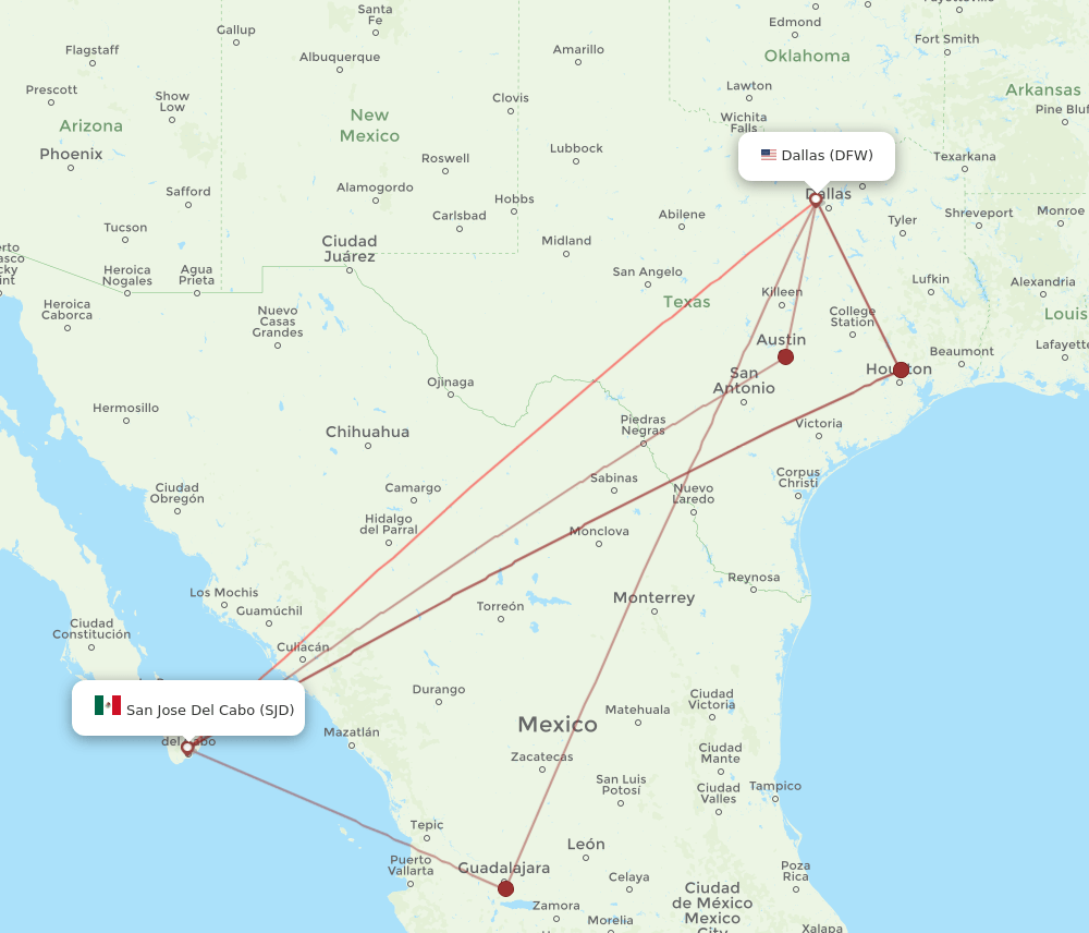 SJD-DFW flight routes