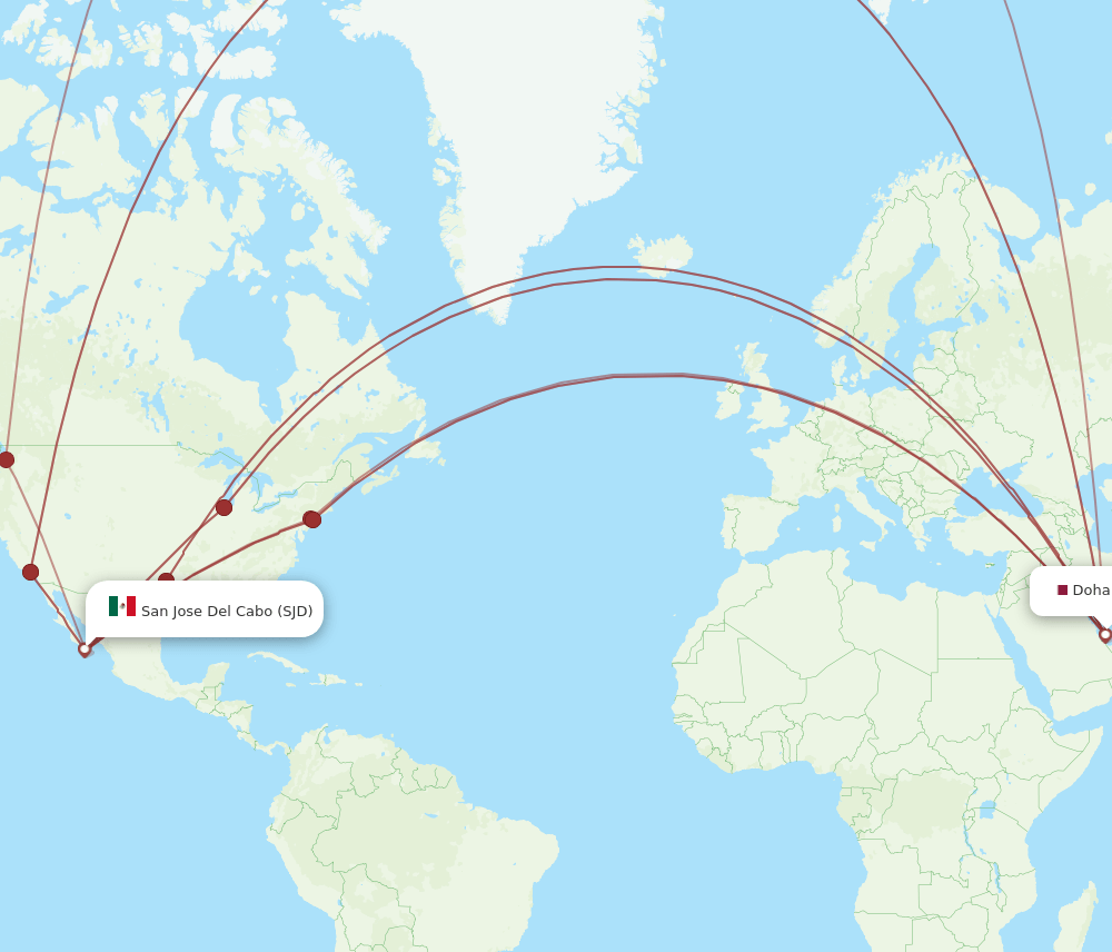 SJD-DOH flight routes