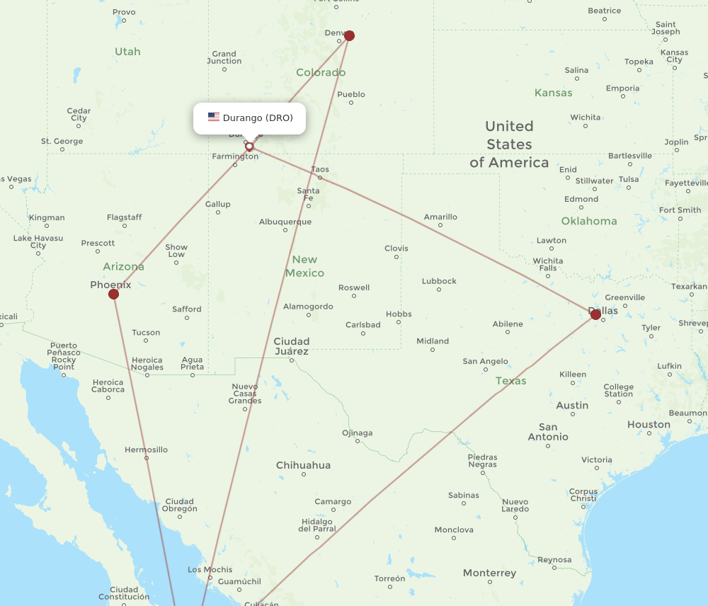 SJD-DRO flight routes