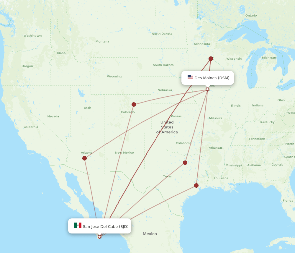 SJD-DSM flight routes