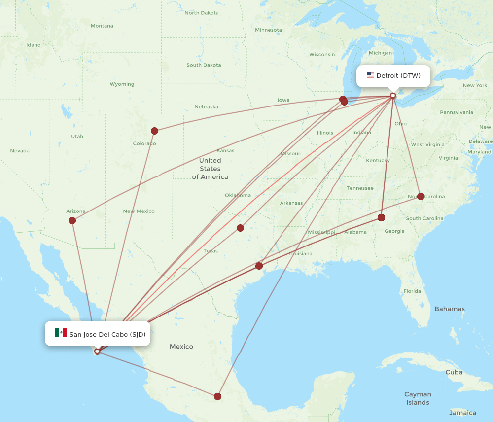SJD-DTW flight routes