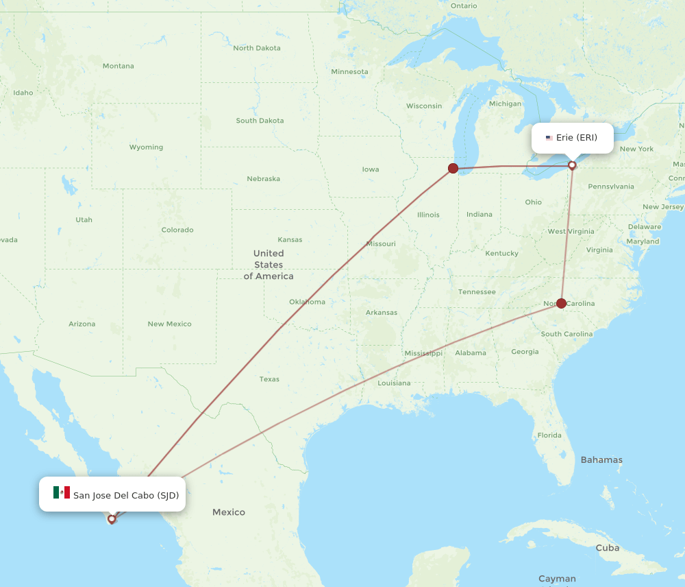 SJD-ERI flight routes