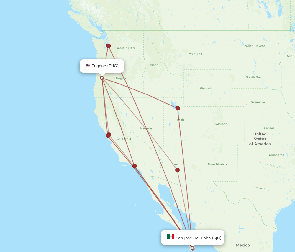 SJD-EUG flight routes