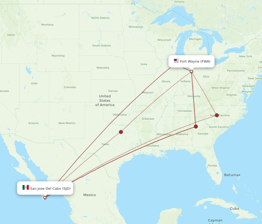 SJD-FWA flight routes