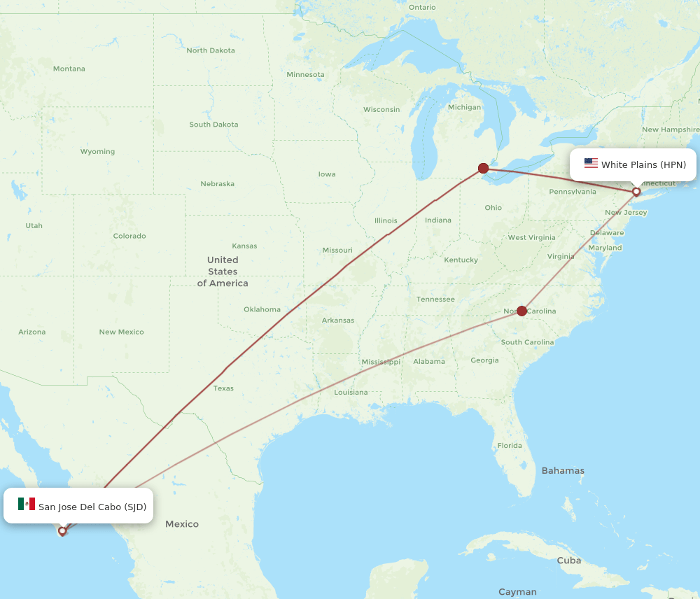 SJD-HPN flight routes