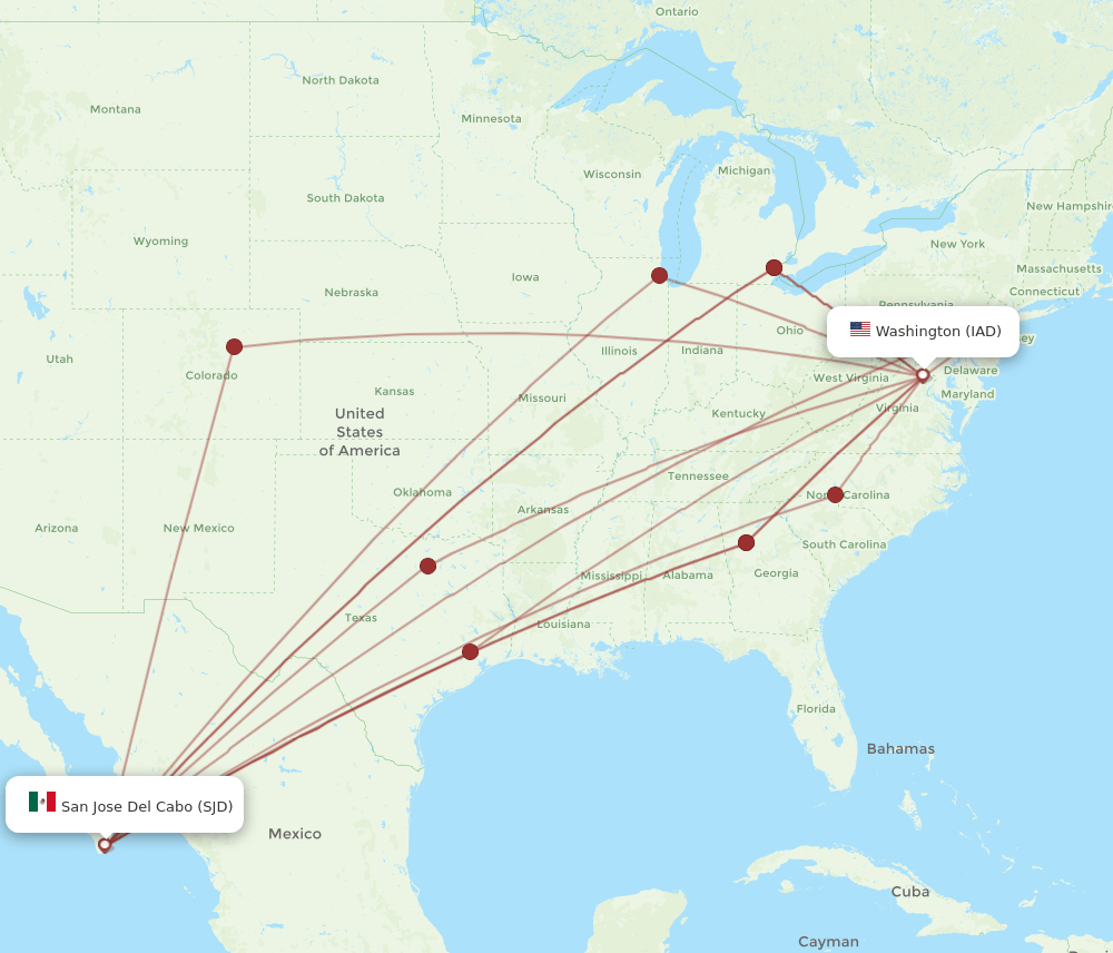 SJD-IAD flight routes