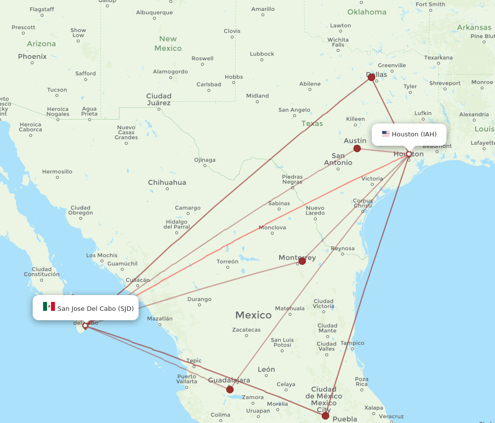 SJD-IAH flight routes