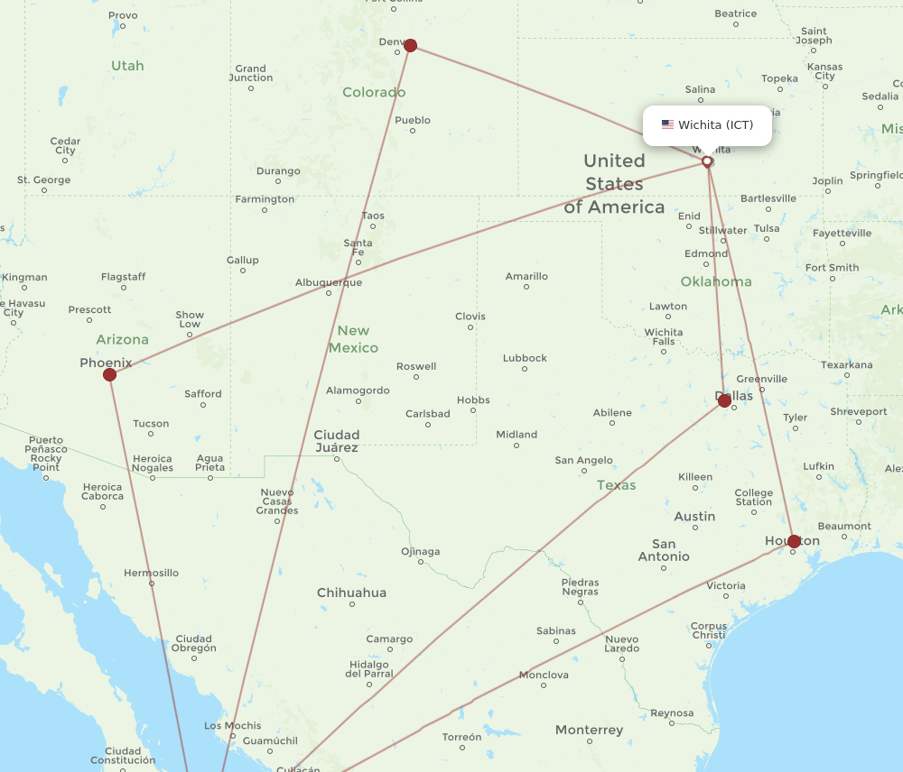 SJD-ICT flight routes