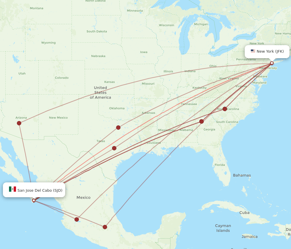 SJD-JFK flight routes