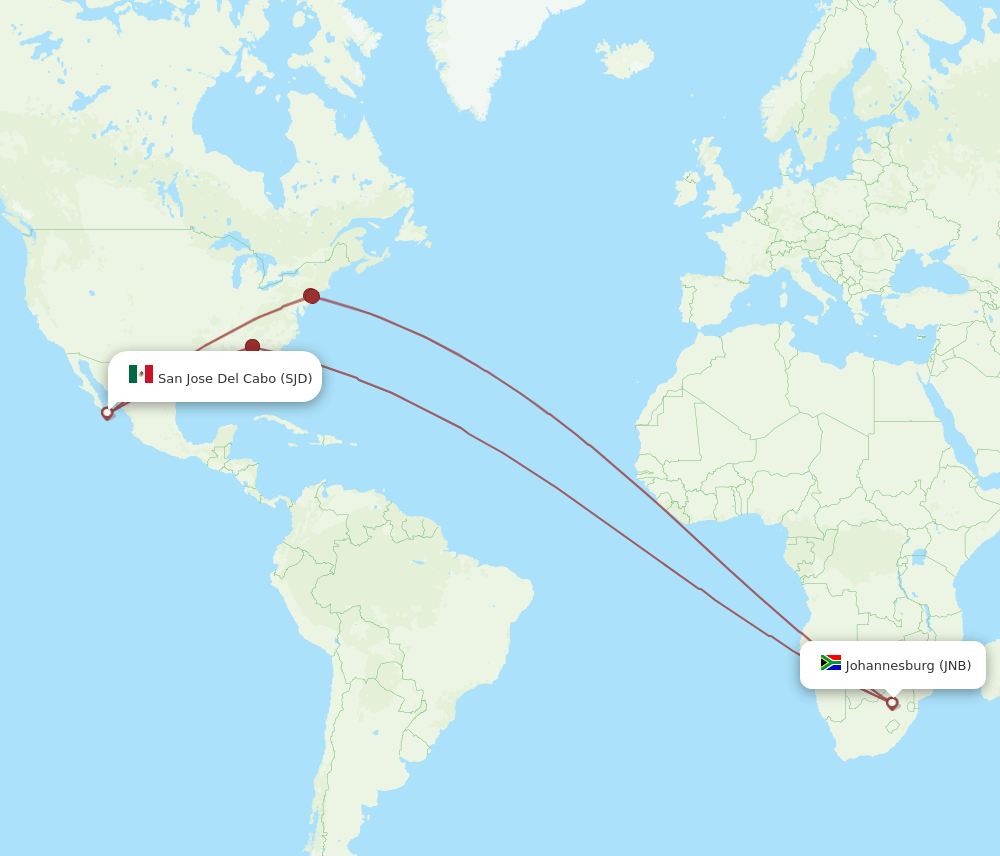 SJD-JNB flight routes