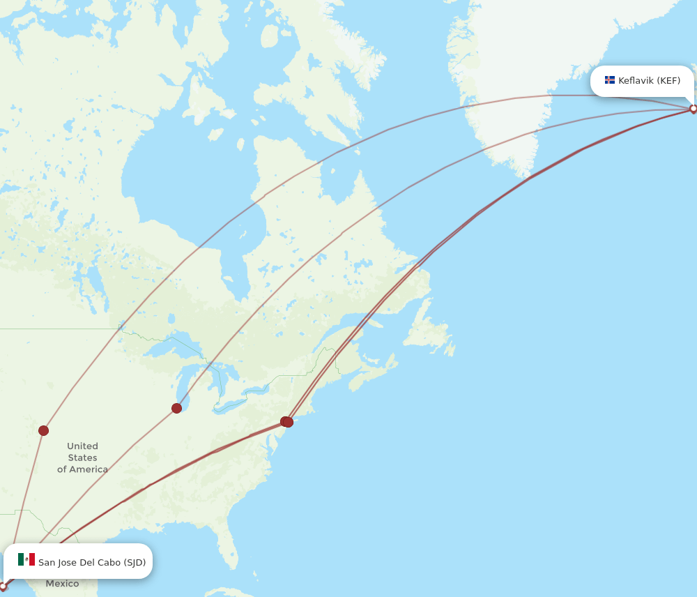 SJD-KEF flight routes