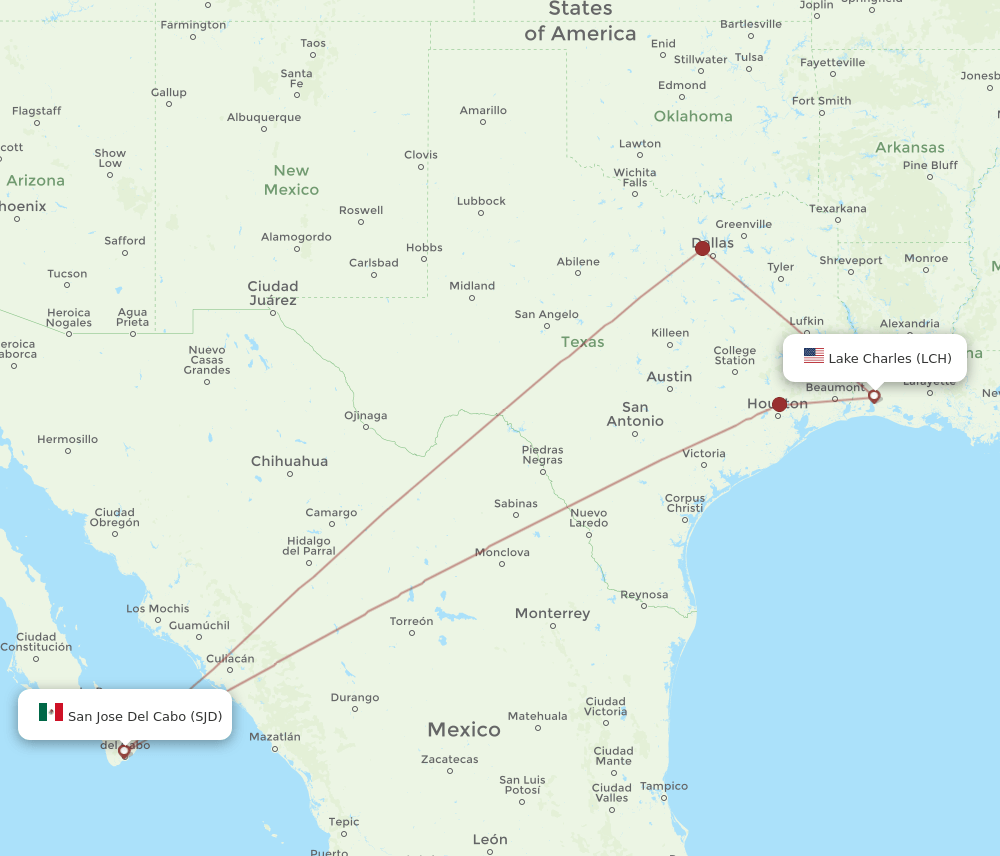 SJD-LCH flight routes