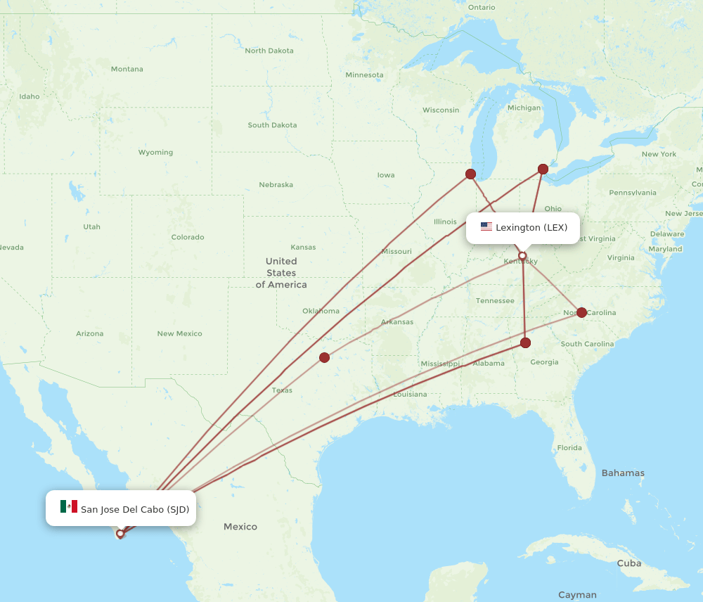 SJD-LEX flight routes