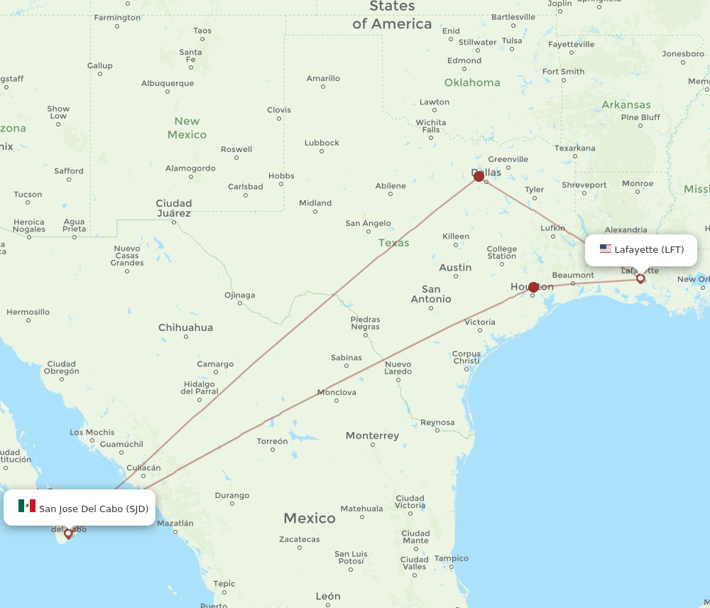 SJD-LFT flight routes