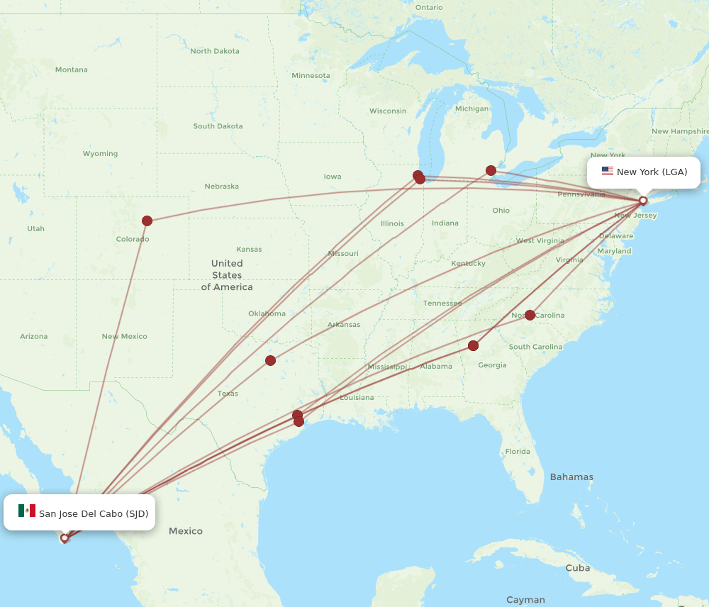 SJD-LGA flight routes