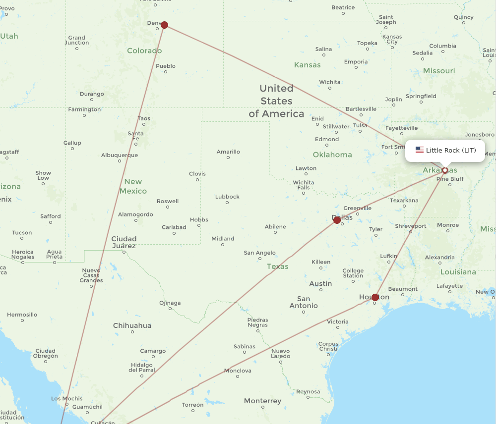 SJD-LIT flight routes