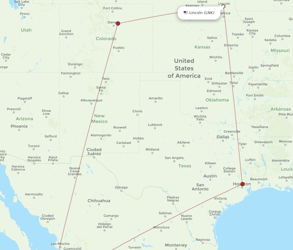 SJD-LNK flight routes