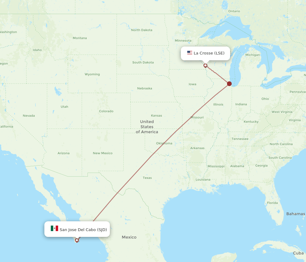 SJD-LSE flight routes