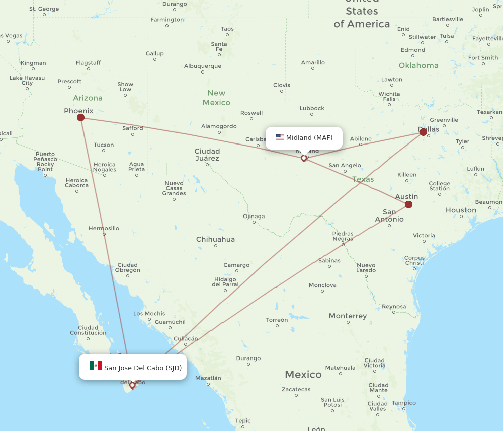 SJD-MAF flight routes