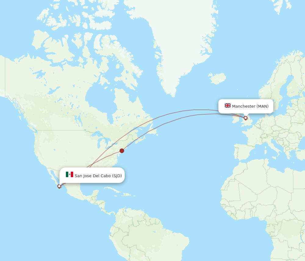 SJD to MAN flights and routes map