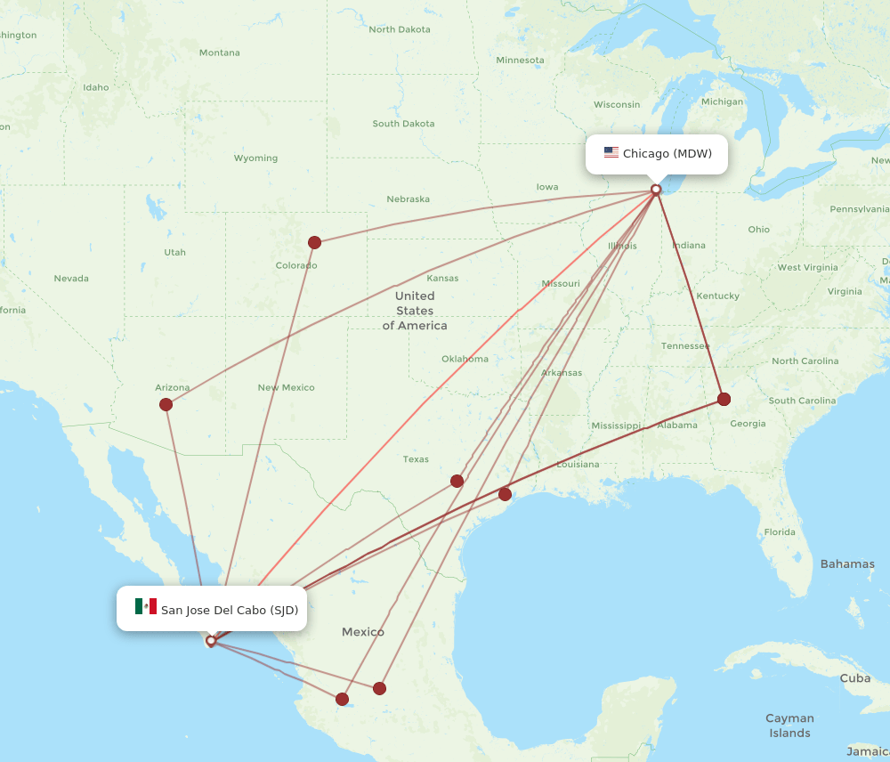 SJD-MDW flight routes